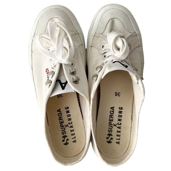Superga X Alexa Chung 2294 Cothook Lace Up White Sneakers in Size US 4.5 - Picture 8 of 13